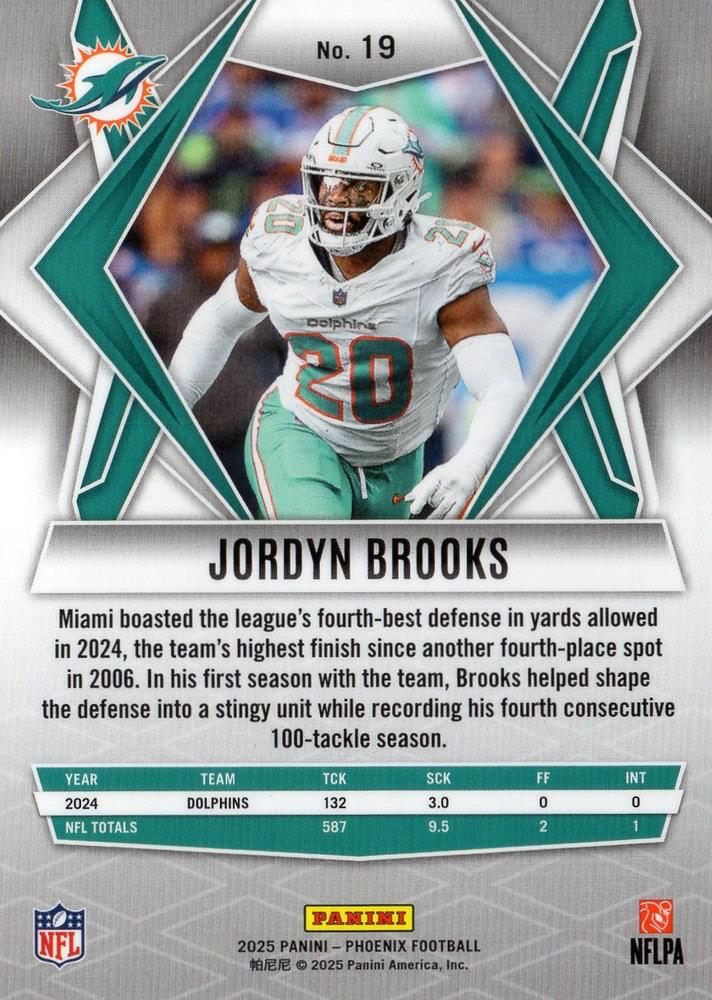 2025 Panini Phoenix Jordyn Brooks #19 Miami Dolphins