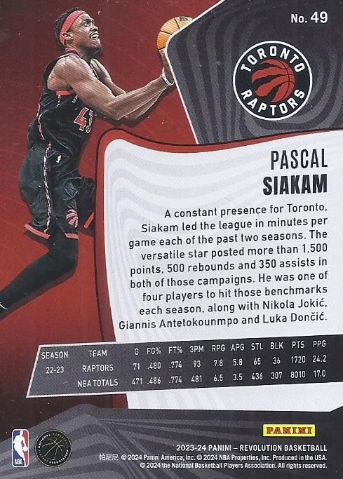 2023 Panini Revolution Pascal Siakam #49 Toronto Raptors
