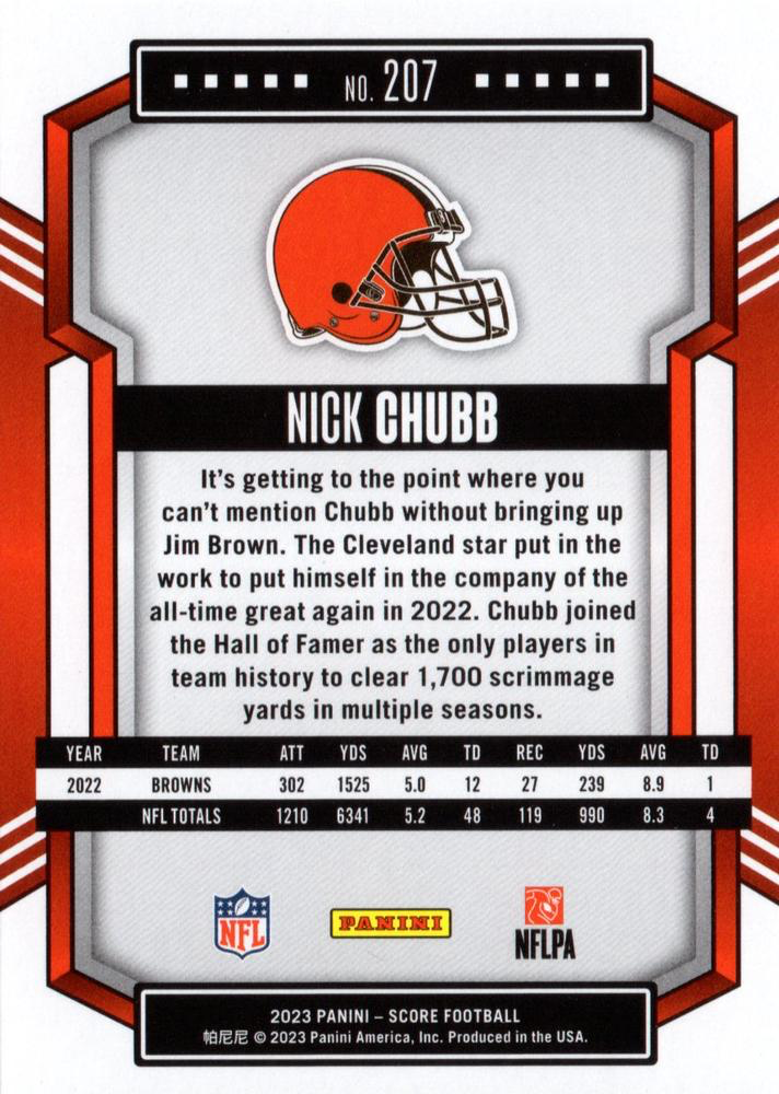 2023 Panini Score Football Nick Chubb Cleveland Browns #207
