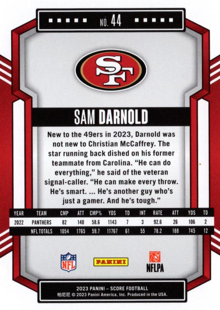 2023 Panini Score Football Sam Darnold San Francisco 49ers #44