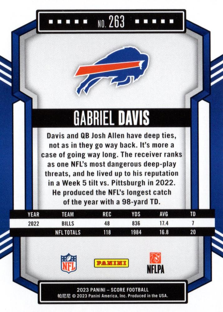 2023 Panini Score Football Gabriel Davis Buffalo Bills #263