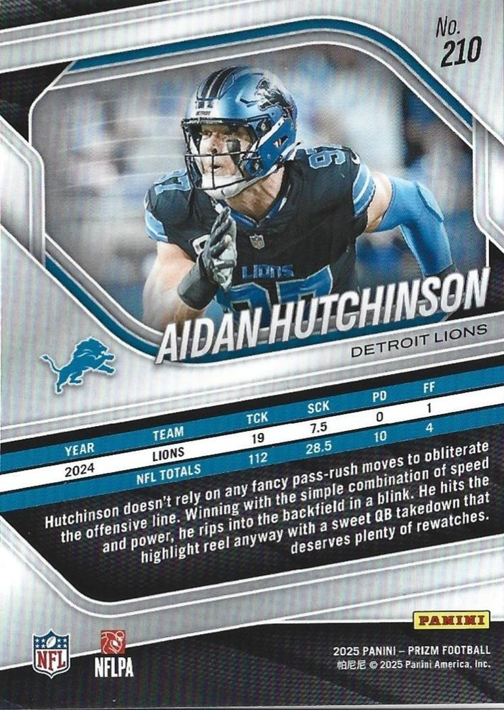 2025 Panini Prizm Aidan Hutchinson #210 Detroit Lions