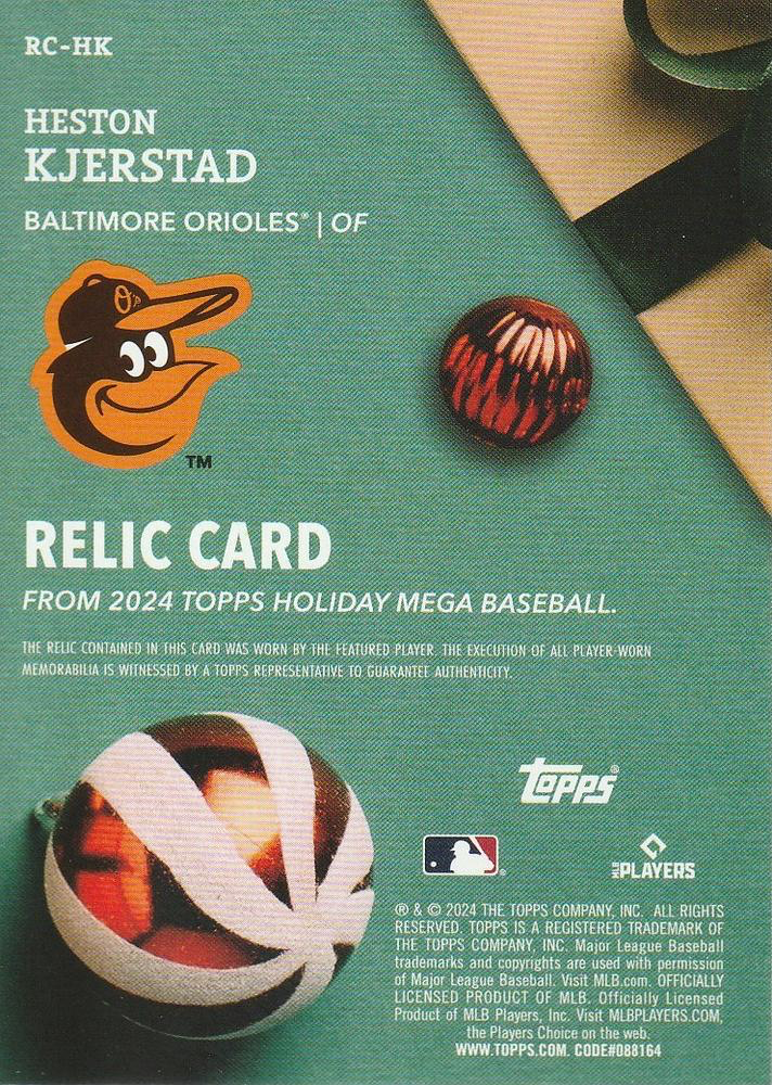 2024 Topps Holiday Rookie Patch Heston Kjerstad Baltimore Orioles #RC-HK