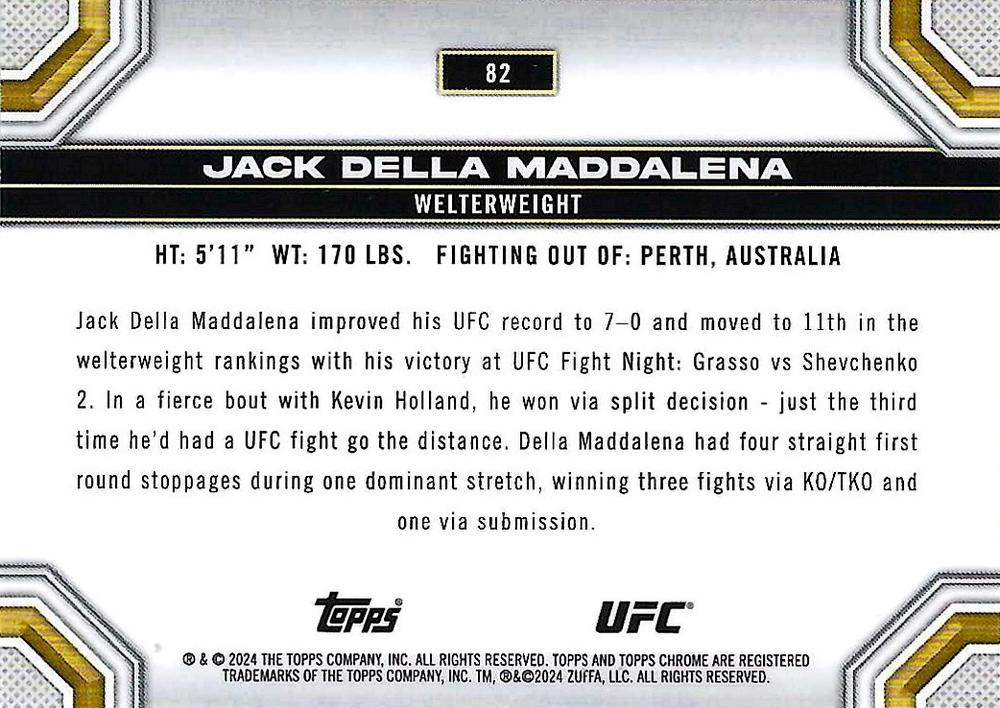 2024 Topps Chrome UFC Jack Della Maddalena #82
