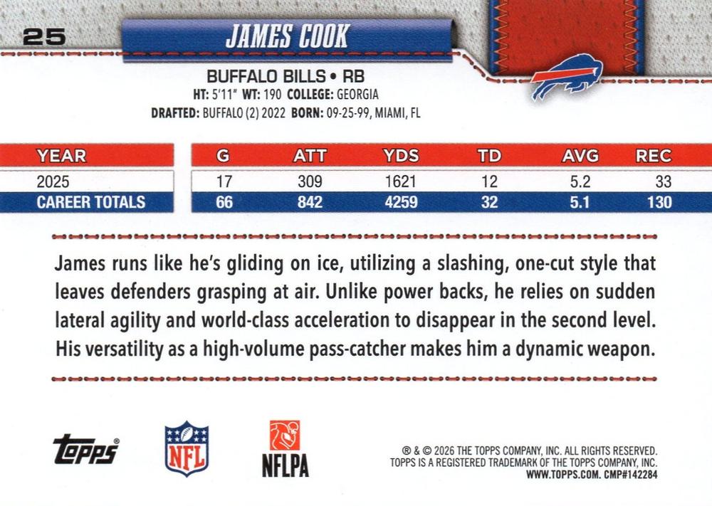 2026 Topps Flagship James Cook #25 Buffalo Bills