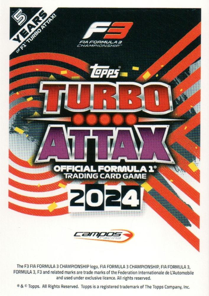 2024 Topps Turbo Attax F1 Oliver Goethe F3 #283 Campos Racing