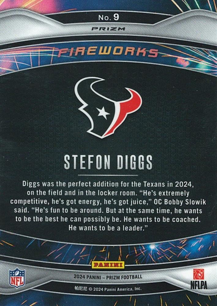 2024 Panini Prizm Fireworks Green Prizm Stefon Diggs #9 Houston Texans