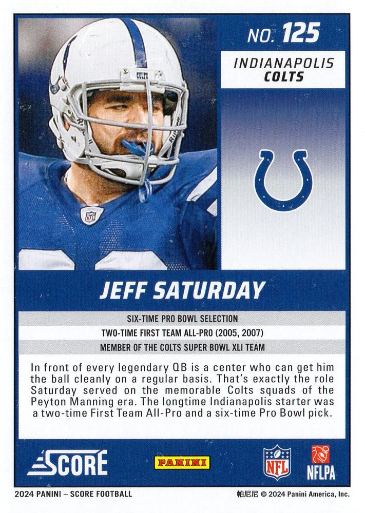 2024 Panini Score Football Jeff Saturday Indianapolis Colts #125