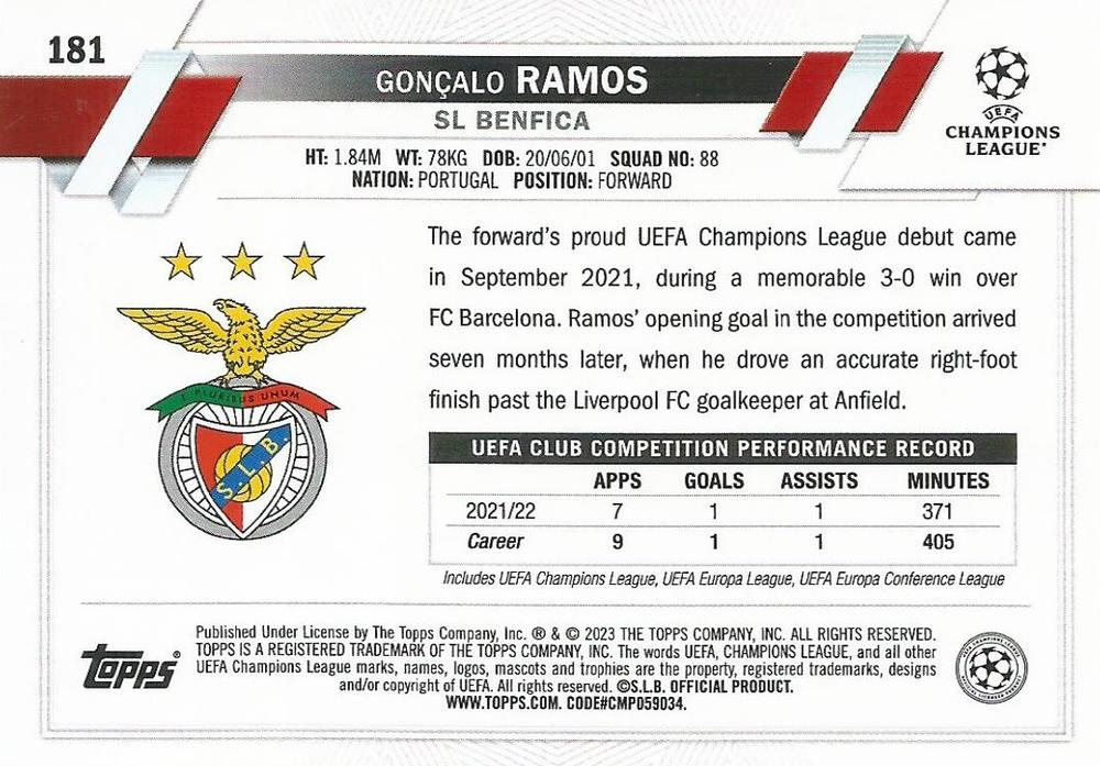2022 Topps UCC Gonçalo Ramos #181 Benfica