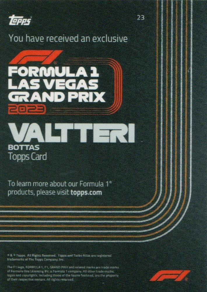 2023 Topps Las Vegas Grand Prix Valtteri Bottas #23 Alfa Romeo F1 Team Kick