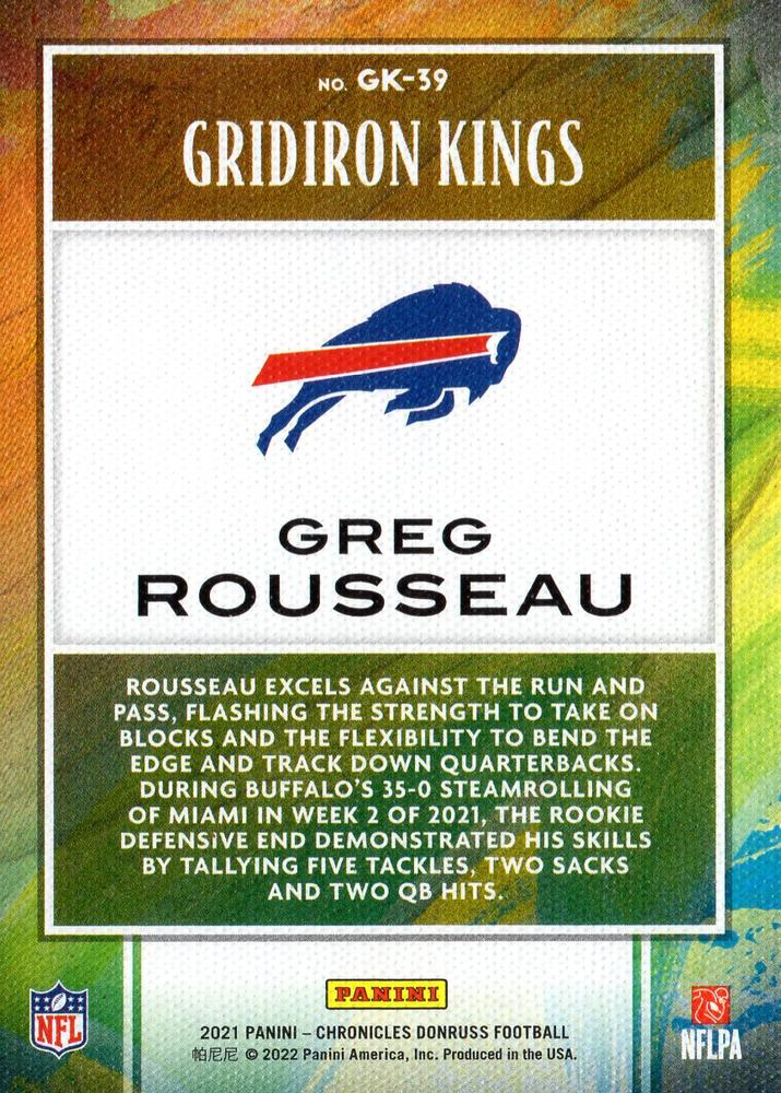 2021 Panini Chronicles Gridiron Kings Greg Rousseau #GK-39 Buffalo Bills