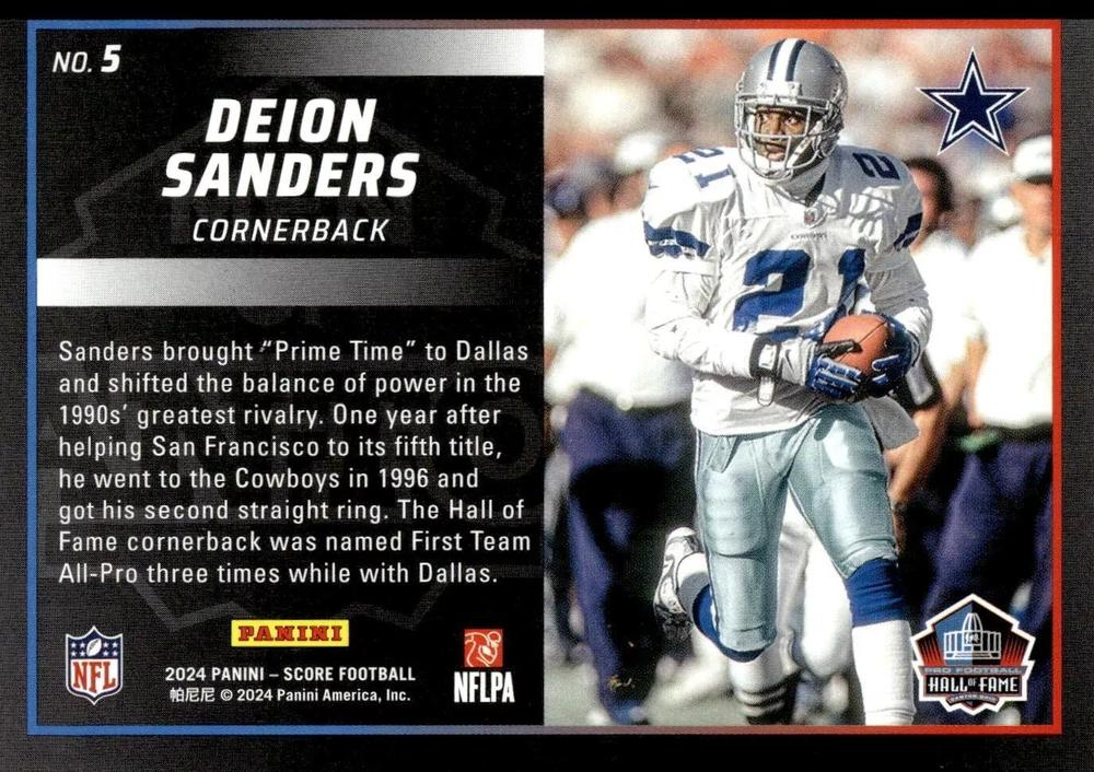 2024 Panini Score Football Men of Canton Deion Sanders Dallas Cowboys #5