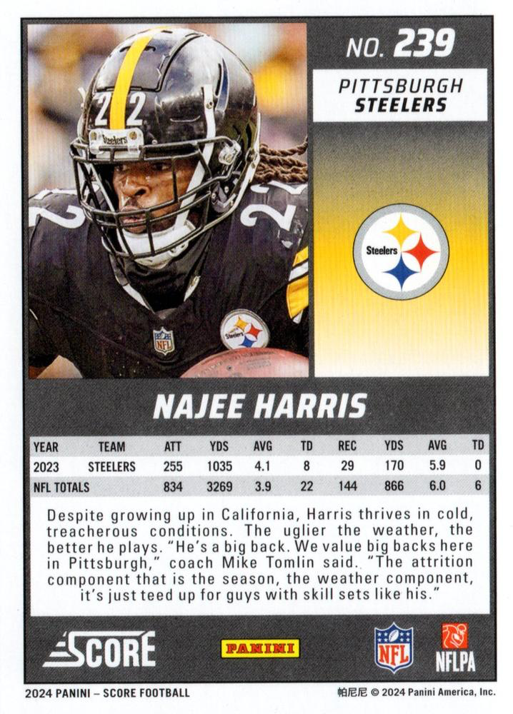 2024 Panini Score Football Najee Harris Pittsburgh Steelers #239
