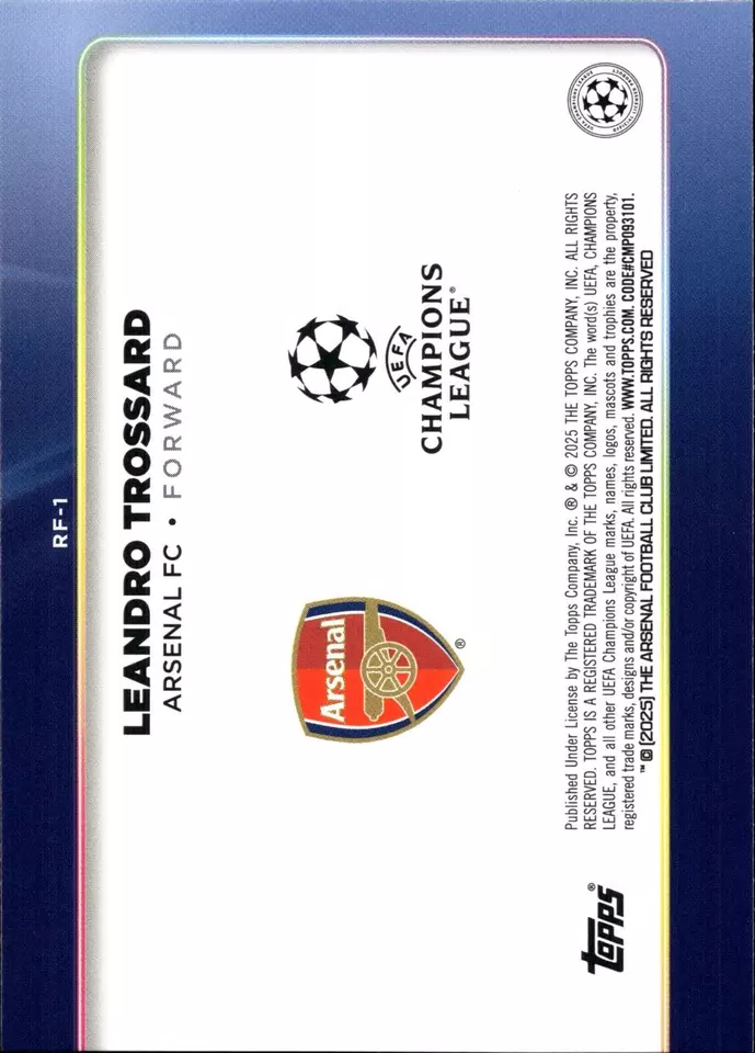 2024 Topps UCC Leandro Trossard Trophy Chasers RF-1 Arsenal FC