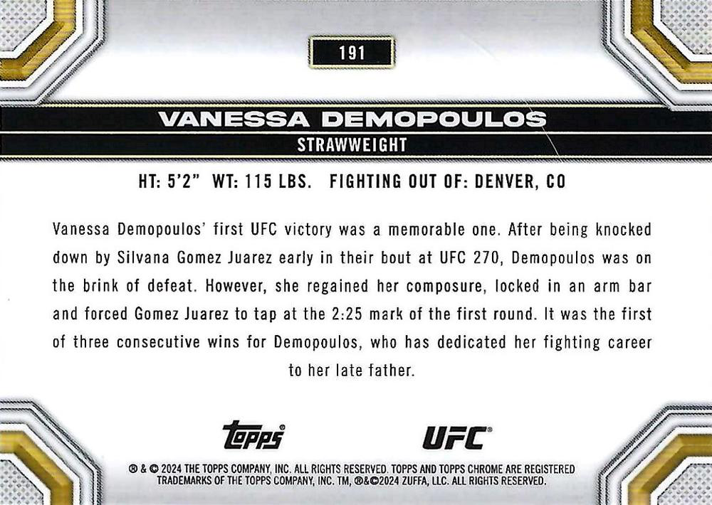 2024 Topps Chrome UFC Vanessa Demopoulos RC #191