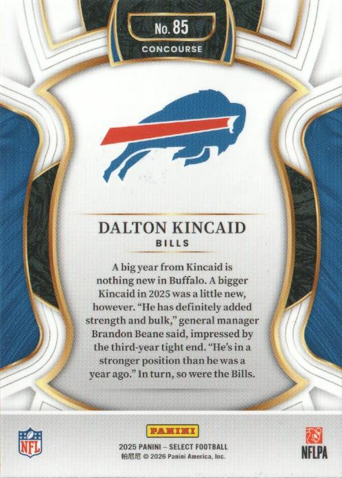 2025 Panini Select Dalton Kincaid #85 Buffalo Bills