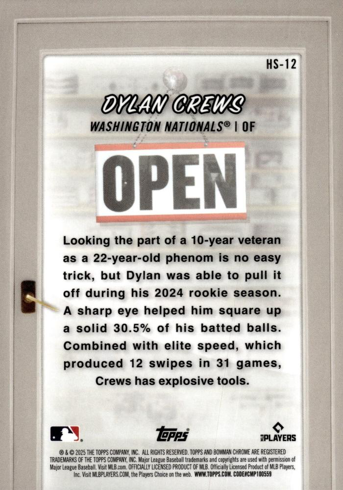2025 Topps Bowman Hobby Stars Dylan Crews Washington Nationals #HS-12