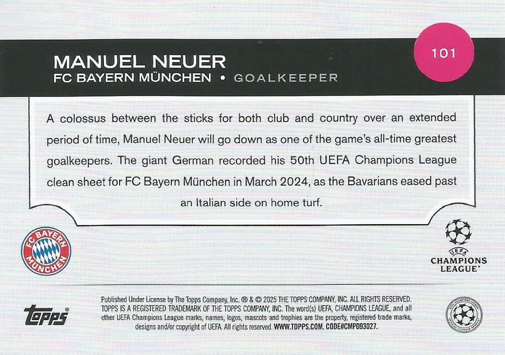 2024 Topps UCC Manuel Neuer #101 FC Bayern Munchen