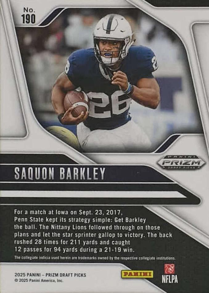 2025 Panini Prizm Draft Picks Saquon Barkley #190 Penn State Nittany Lions