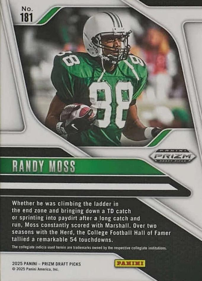 2025 Panini Prizm Draft Picks Randy Moss #181 Marshall Thundering Herd