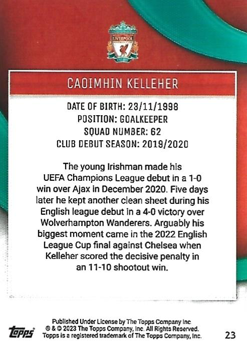 2023 Topps Liverpool Team Set Caoimhin Kelleher #23 Liverpool