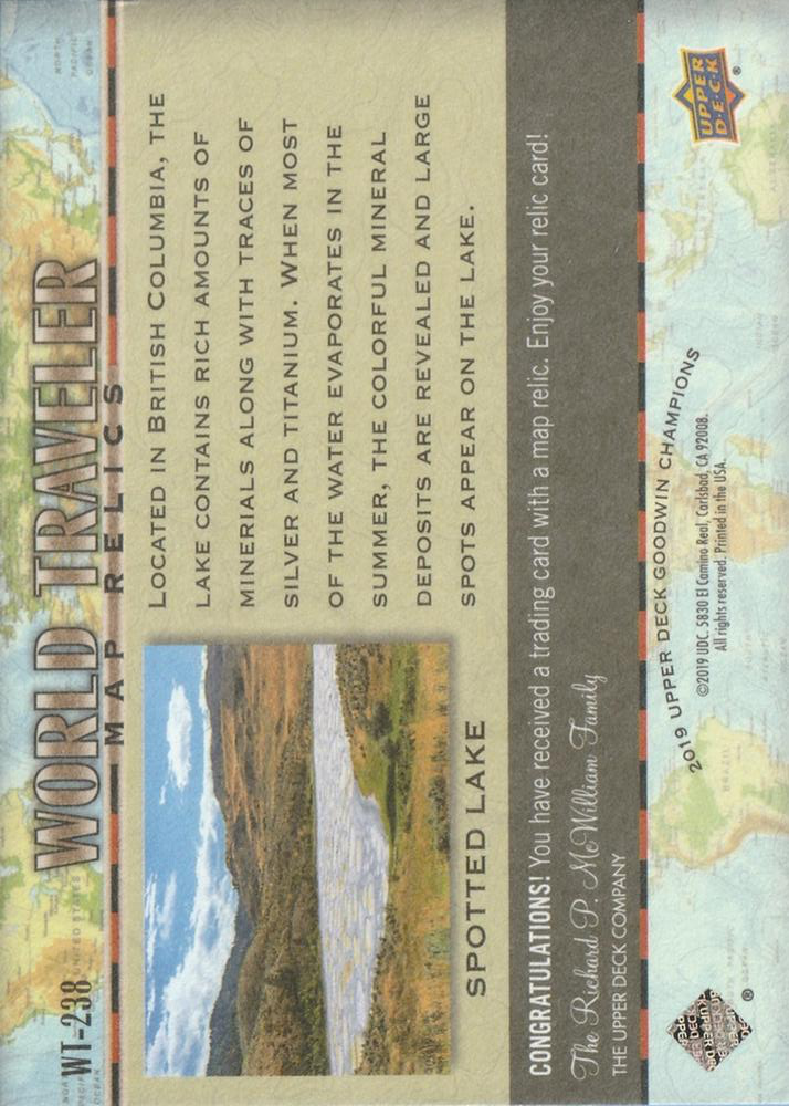2019 Upper Deck Goodwin Champions World Traveler Map Relics Spotted Lake #WT-238