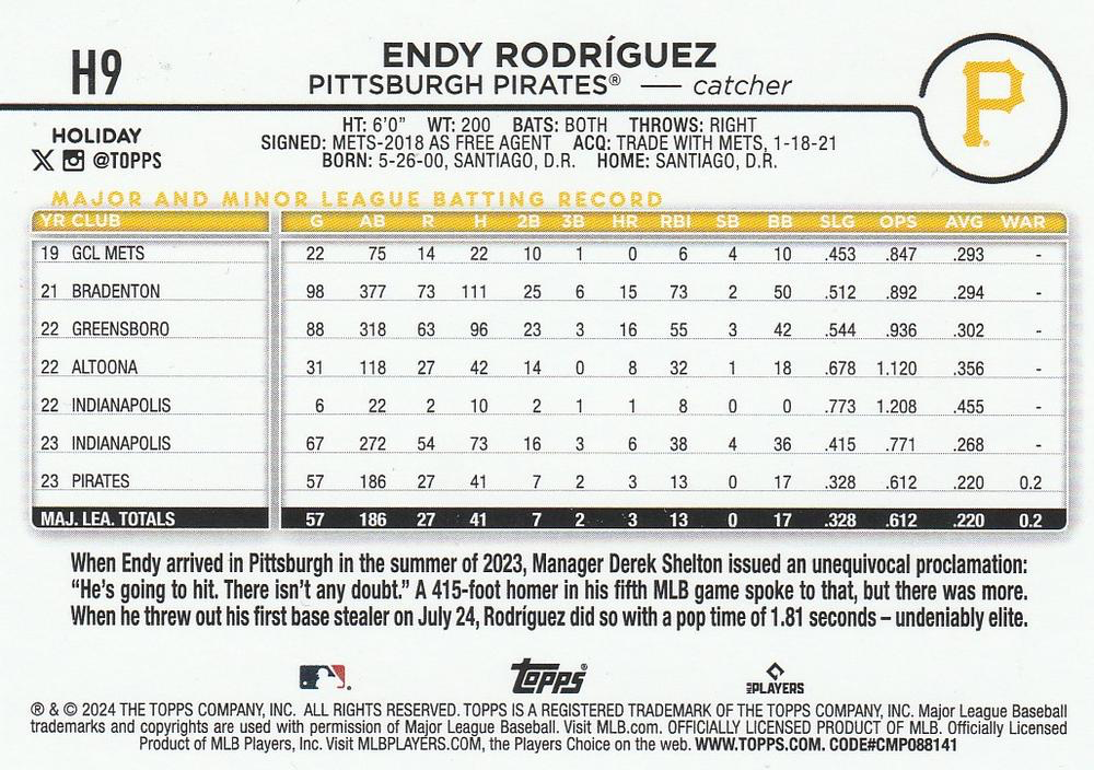 2024 Topps Holiday Endy Rodríguez RC Pittsburgh Pirates #H9