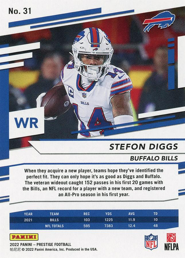 2022 Panini Prestige Stefon Diggs #31 Buffalo Bills