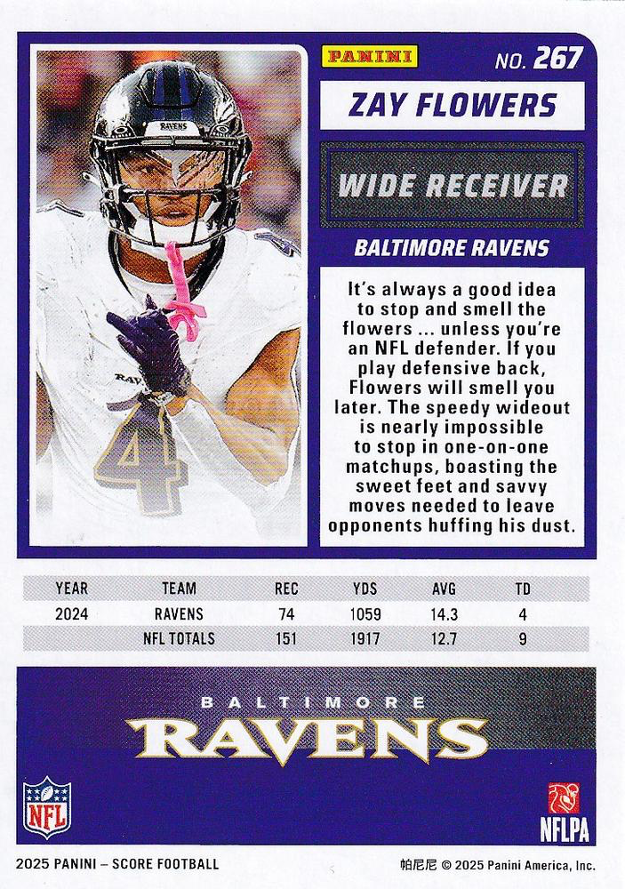 2025 Panini Score Zay Flowers #267 Baltimore Ravens