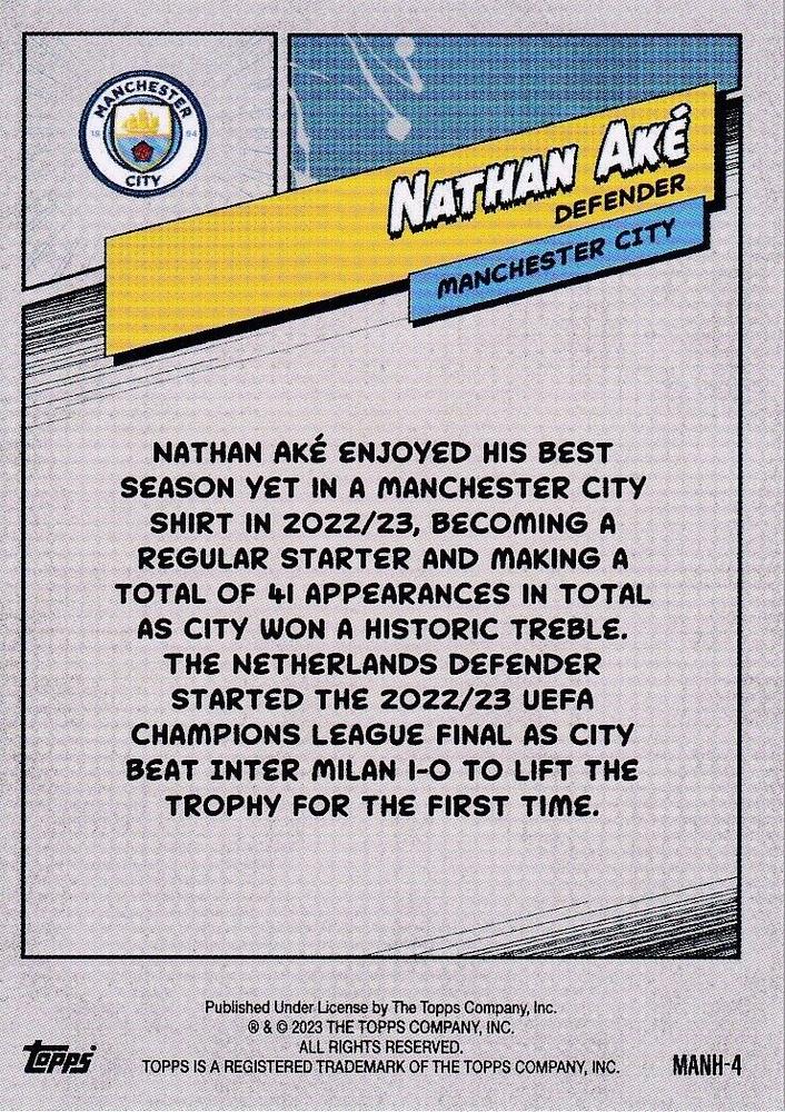 2023 Topps Manchester City Fan Set Heroes Nathan Aké #MANH-4