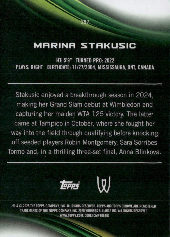 2025 Topps Chrome Tennis Geometric Marina Stakusic RC #297
