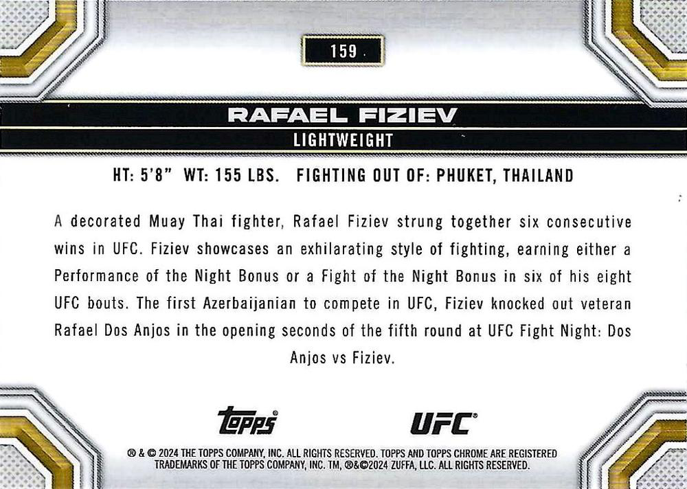 2024 Topps Chrome UFC Rafael Fiziev #159