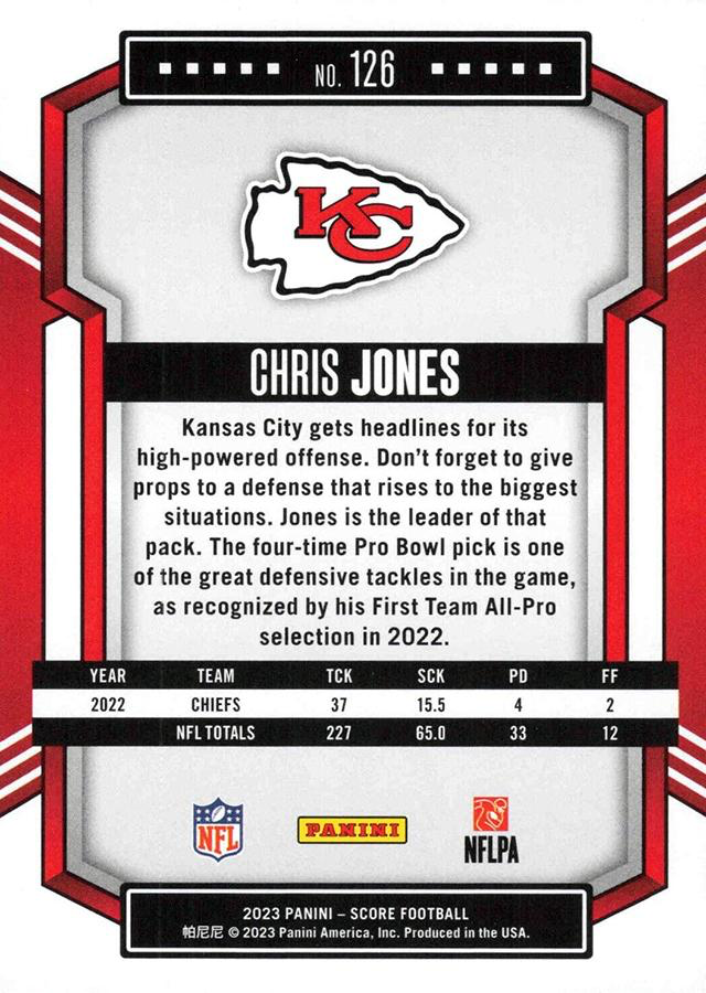 2023 Panini Score Football Chris Jones Kansas City Chiefs #126