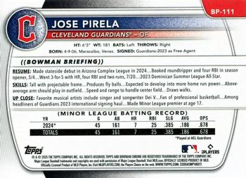2025 Topps Bowman Paper Prospects Jose Pirela 1st Cleveland Guardians #BP-111