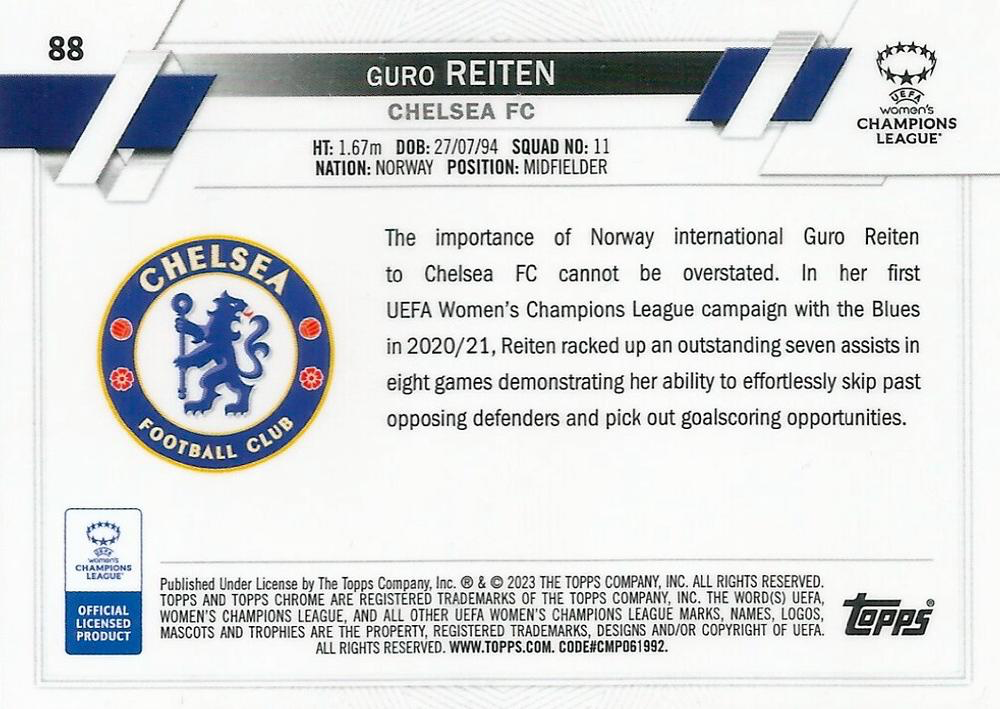 2022 Topps Chrome UCC Women's Guro Reiten RC #88 Chelsea F.C