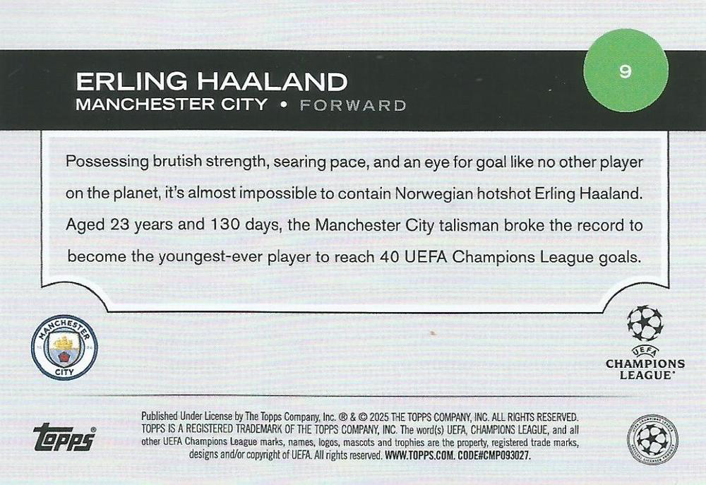 2024 Topps UCC Erling Haaland #9 Manchester City