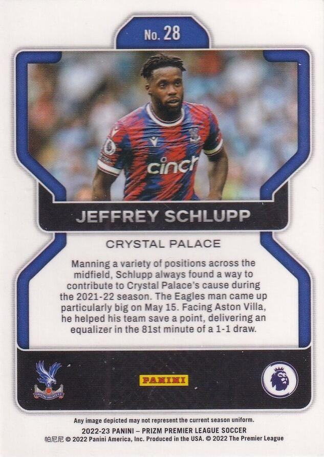 2022 Panini Prizm Premier League Jeffrey Schlupp #28 Crystal Palace