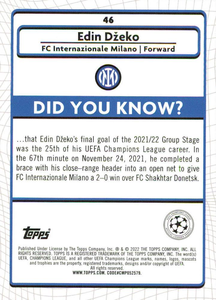 2021 Topps Merlin UEFA Club Competitions Edin Džeko #46 Inter Milan