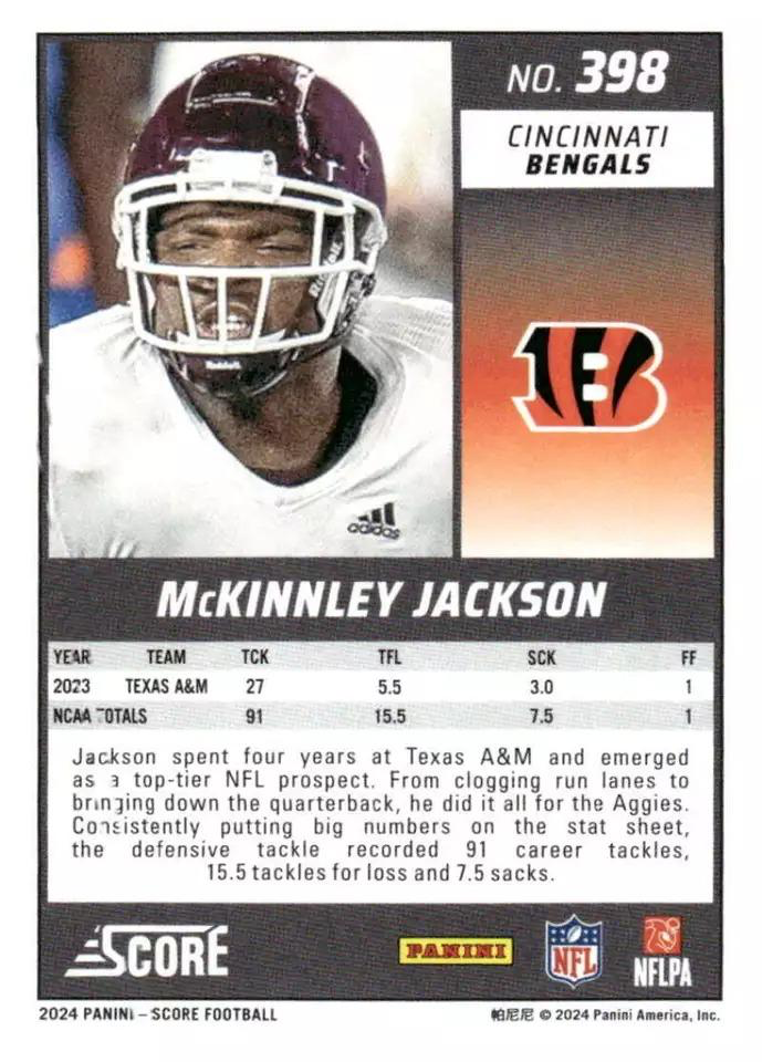 2024 Panini Score Football McKinnley Jackson Cincinnati Bengals #398 RC