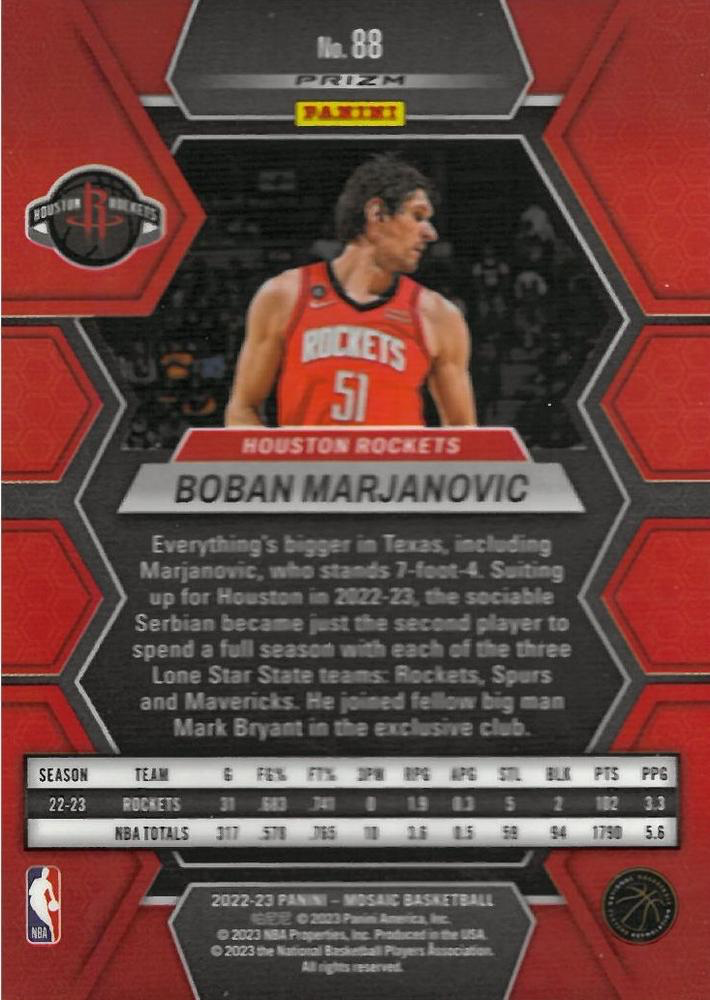 2022 Panini Mosaic Boban Marjanovic #88 Houston Rockets