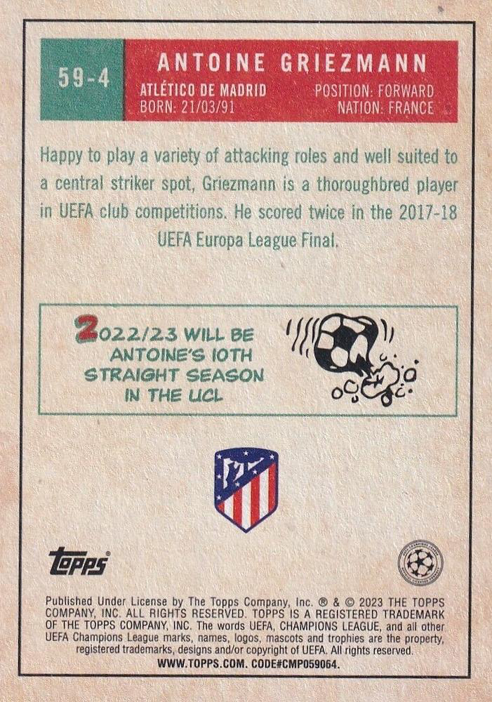 2022 Topps UCC 1959 Antoine Griezmann #59-4 Atletico Madrid