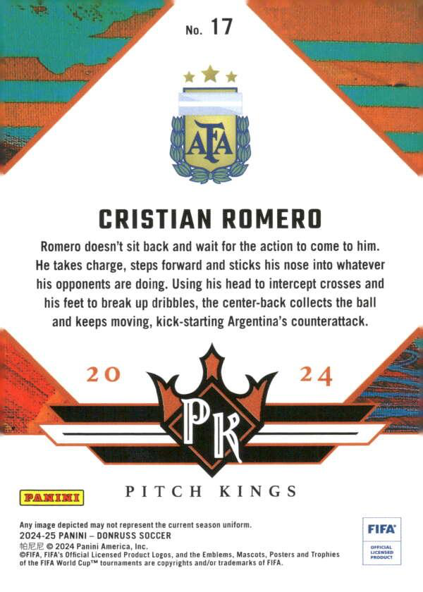 2024 Panini Donruss Pitch Kings Cristian Romero #17 Argentina