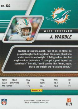 2023 Panini Zenith Jaylen Waddle #64 Miami Dolphins