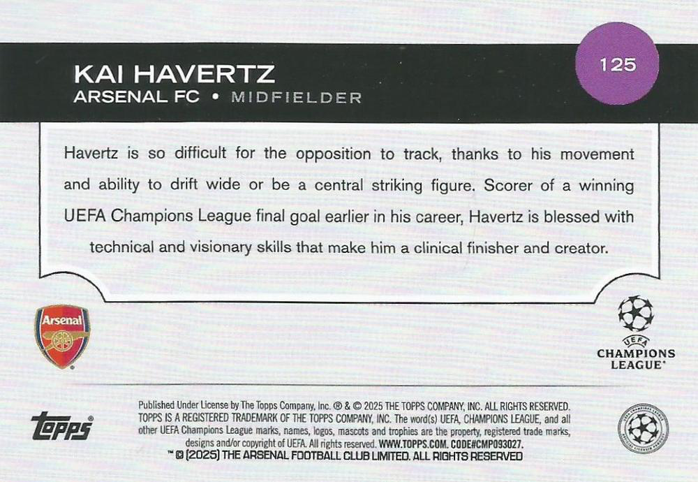 2024 Topps UCC Kai Havertz #125 Arsenal FC