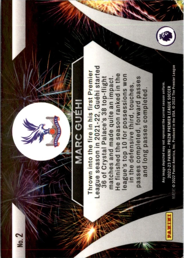 2022 Panini Prizm Premier League Marc Guehi Fireworks #2 Crystal Palace