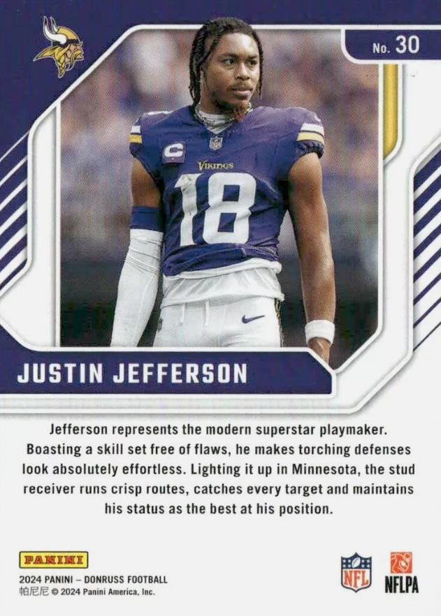 2024 Panini Donruss Elite Series Justin Jefferson #30 Minnesota Vikings