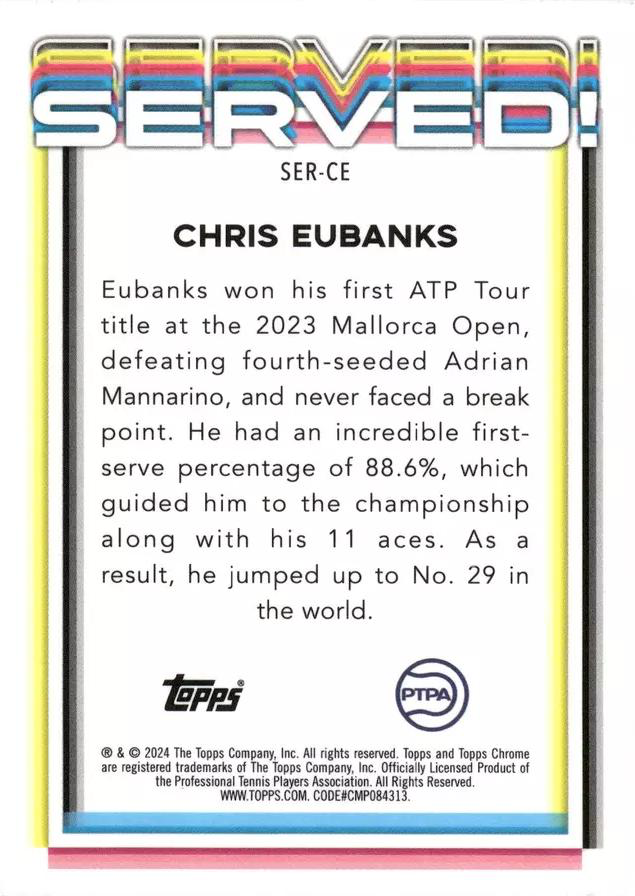 2024 Topps Chrome Tennis Served Chris Eubanks #SER-CE