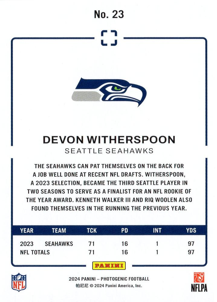 2024 Panini Photogenic Devon Witherspoon #23 Seattle Seahawks