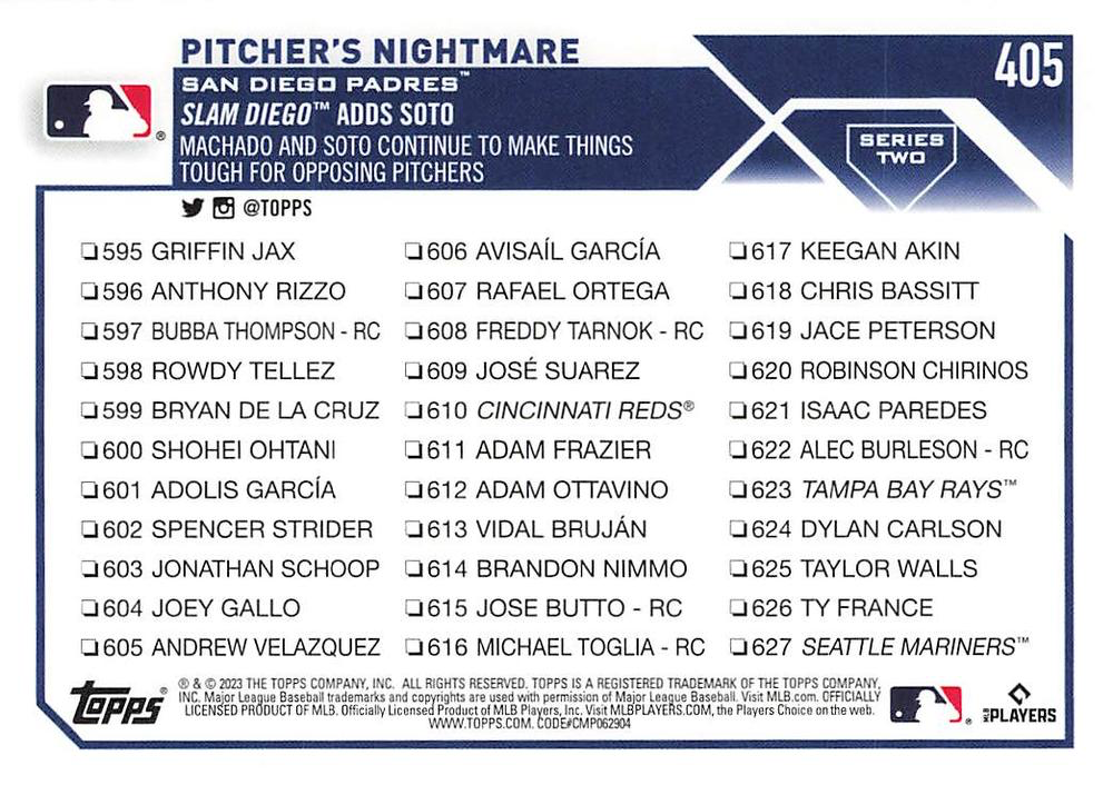 2023 Topps Series 2 Pitcher's Nightmare CL CPC San Diego Padres #405