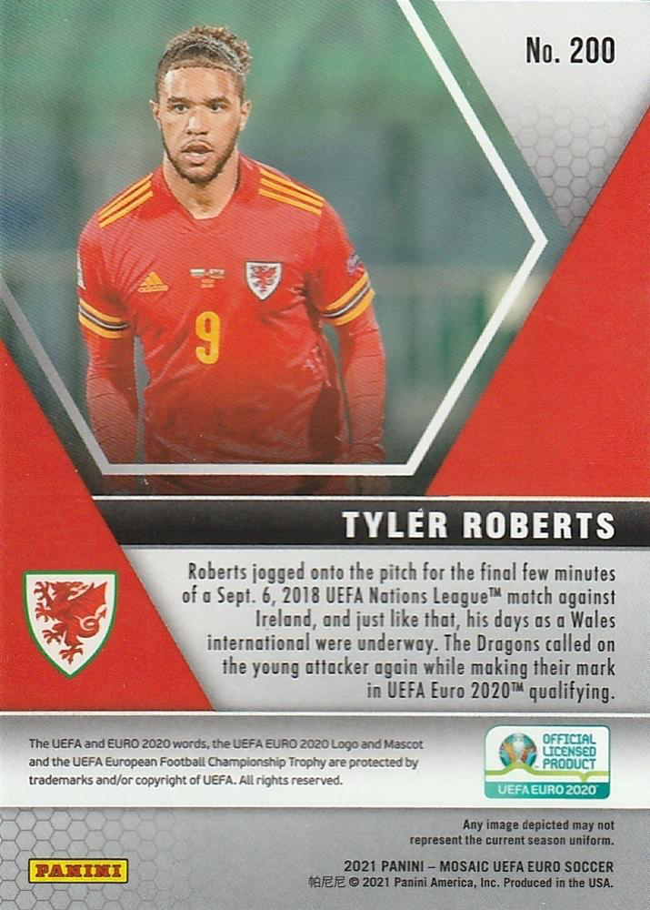 2021 Panini Mosaic UEFA EURO 2020 Tyler Roberts RC #200 Pays de Galles